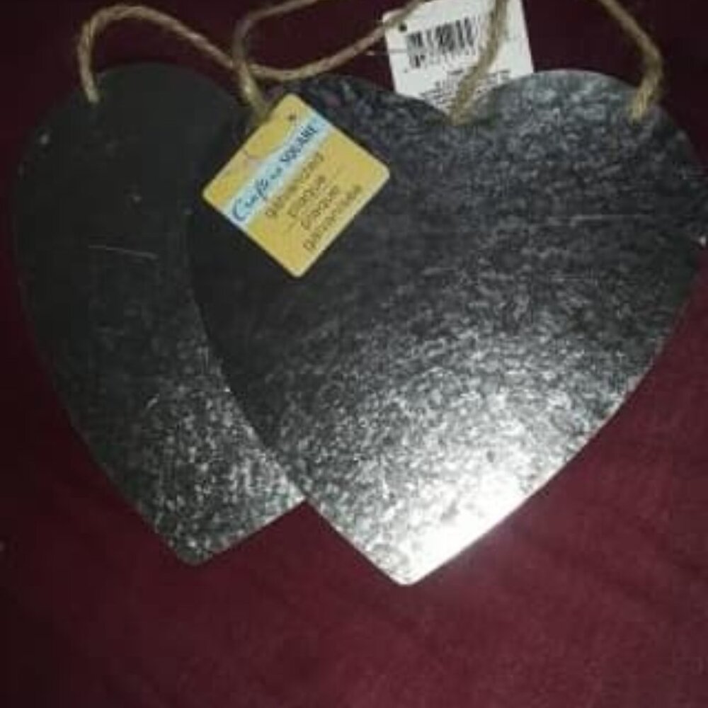 X2 7X7 Hanging Galvanized Steel Silver Heart CRAFT DECOR EVENTS wedding love